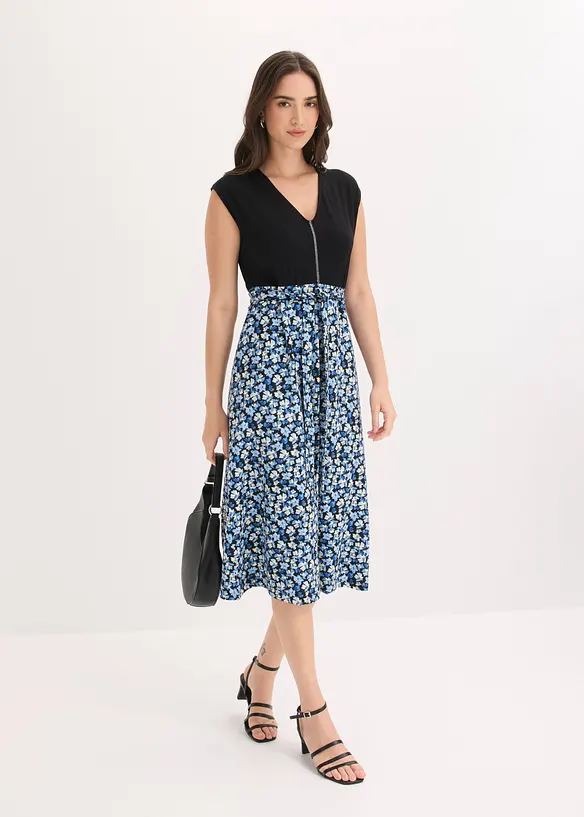 Mellanl&aring;ng jerseykl&auml;nning i viskosmix, bonprix