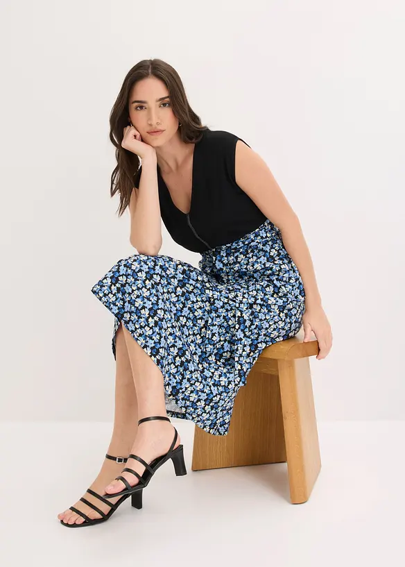 Mellanl&aring;ng jerseykl&auml;nning i viskosmix, bonprix