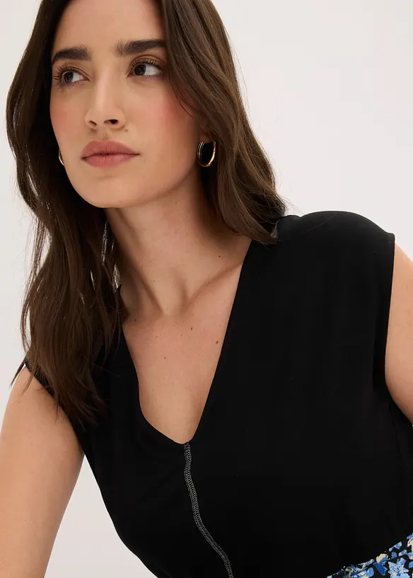 Mellanl&aring;ng jerseykl&auml;nning i viskosmix, bonprix