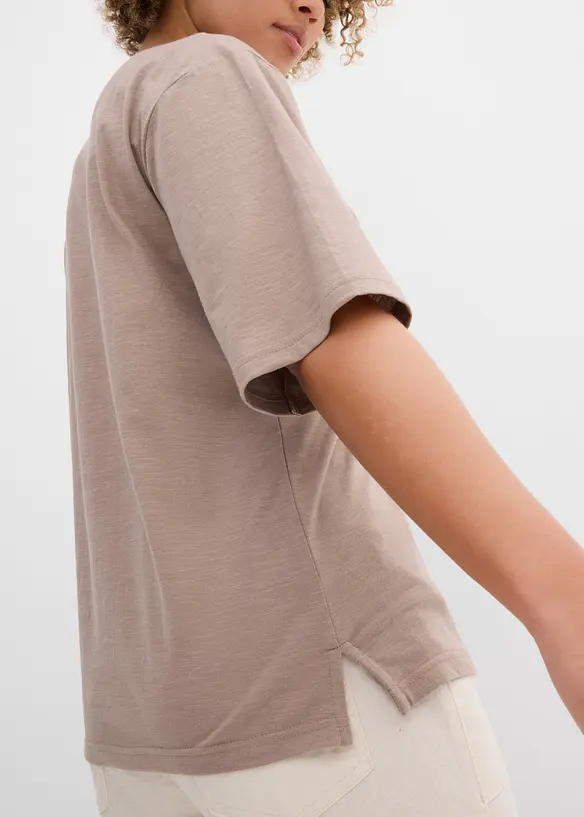 Kantig topp av flamgarn i ekologisk bomull (2-pack), bonprix