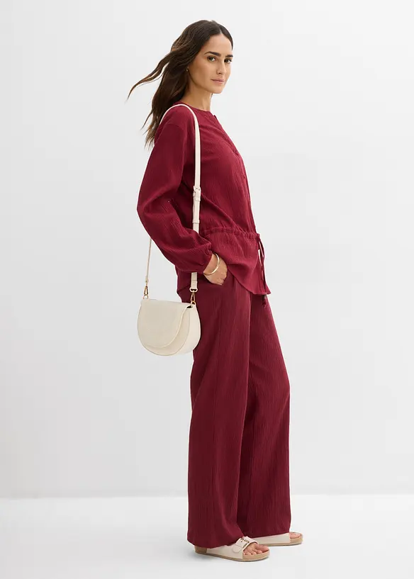 Blus i krinklat material med struktur, bonprix