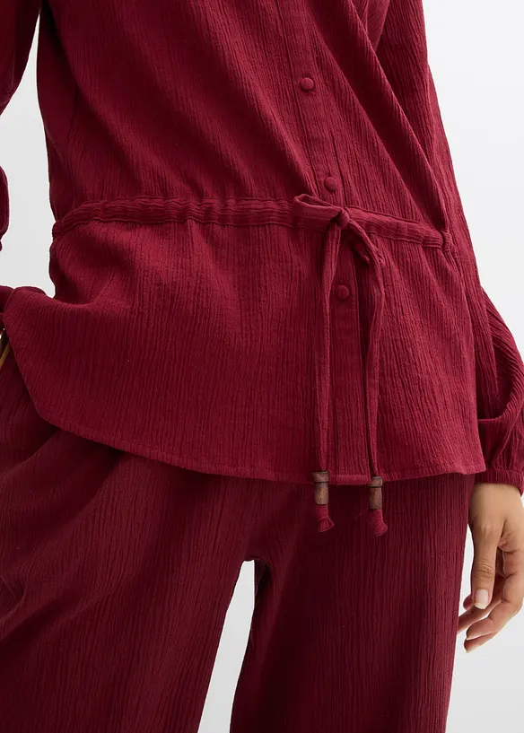 Blus i krinklat material med struktur, bonprix