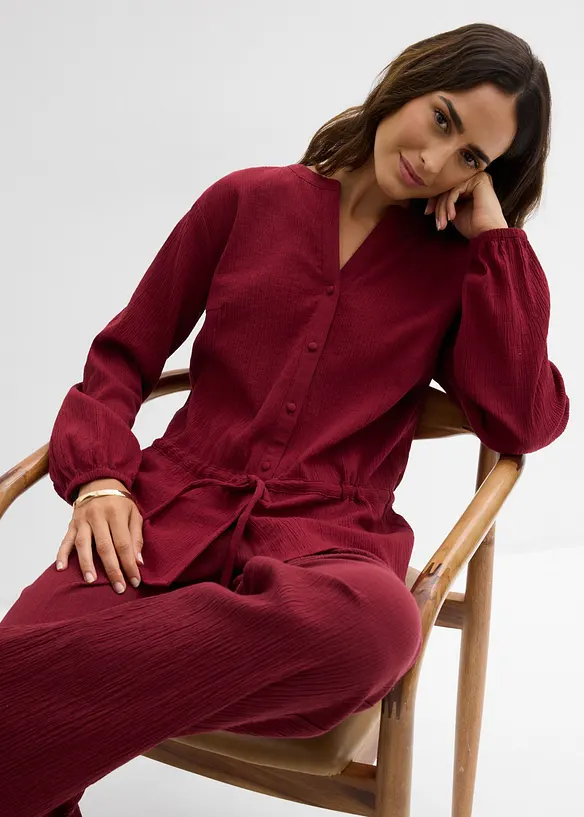 Blus i krinklat material med struktur, bonprix