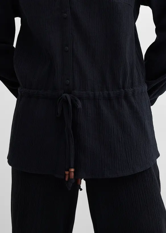 Blus i krinklat material med struktur, bonprix