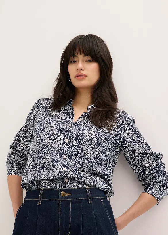 Blus av fintr&aring;dig viskosmix, bonprix