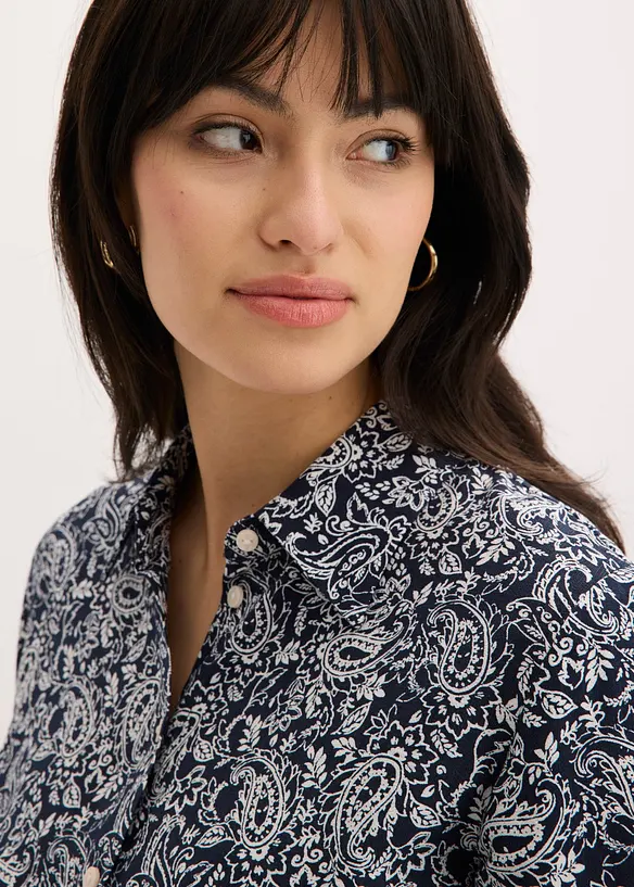 Blus av fintr&aring;dig viskosmix, bonprix