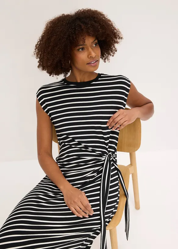 Jerseykl&auml;nning med drapering, bonprix