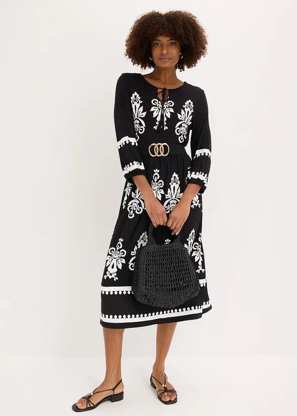 Jerseykl&auml;nning i mjuk viskosmix, bonprix