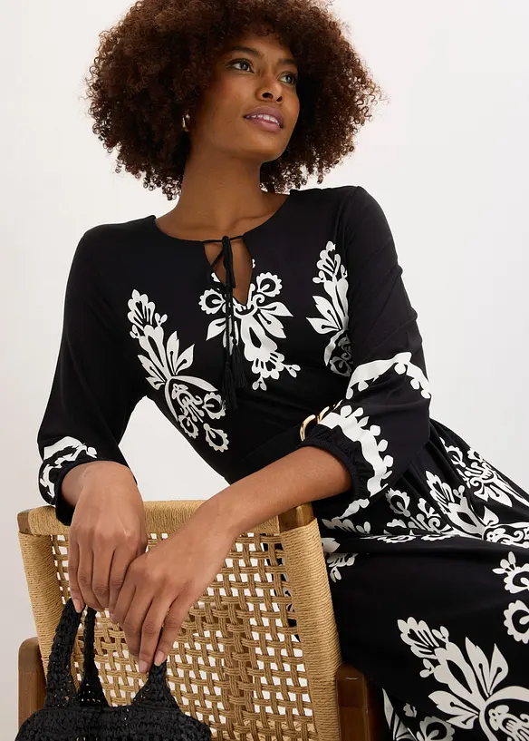 Jerseykl&auml;nning i mjuk viskosmix, bonprix