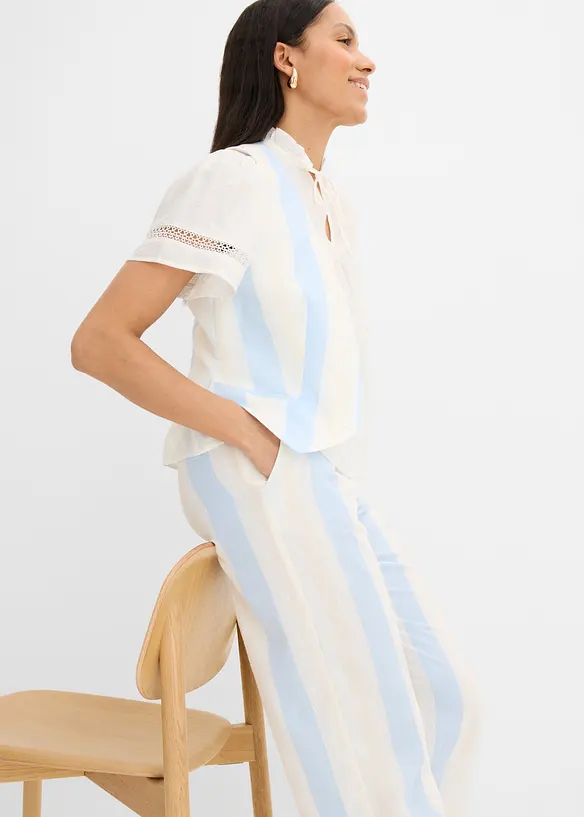 Palazzobyxa med linnelook, bonprix