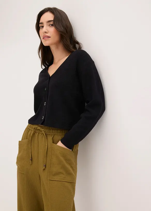 Byxa i ledig modell av viskosmix med struktur, bonprix