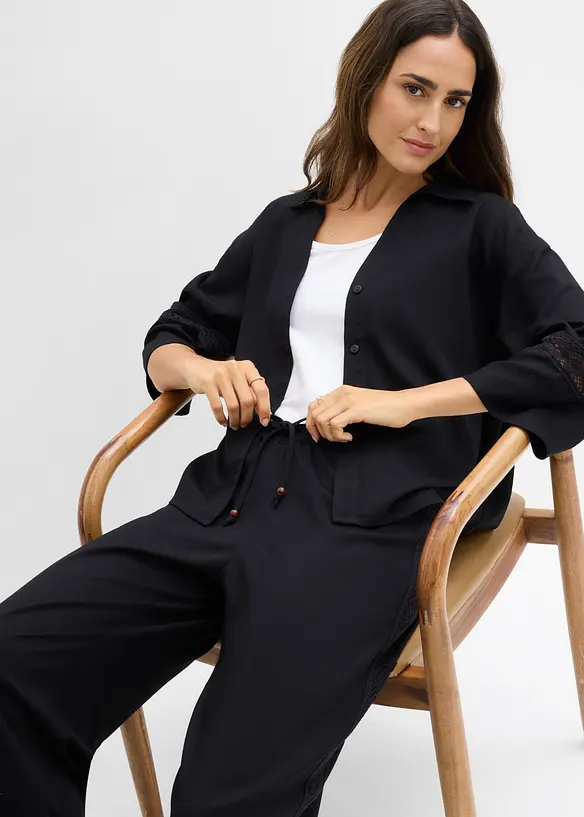 Ledig byxa av viskos med mjukt fall, bonprix