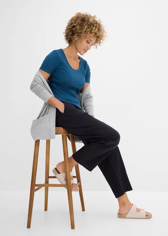 Byxa i barrelmodell i mix av lin och viskos, bonprix