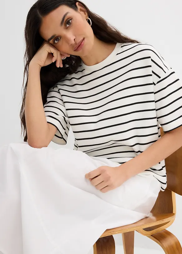 Randig T-shirt i ekologisk bomull, bonprix