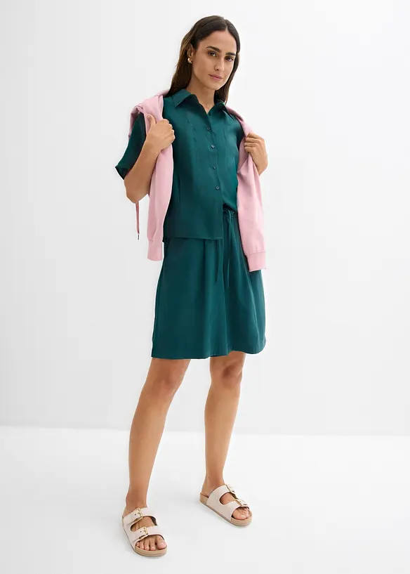 Blus i viskosmix med fladdermus&auml;rmar, bonprix