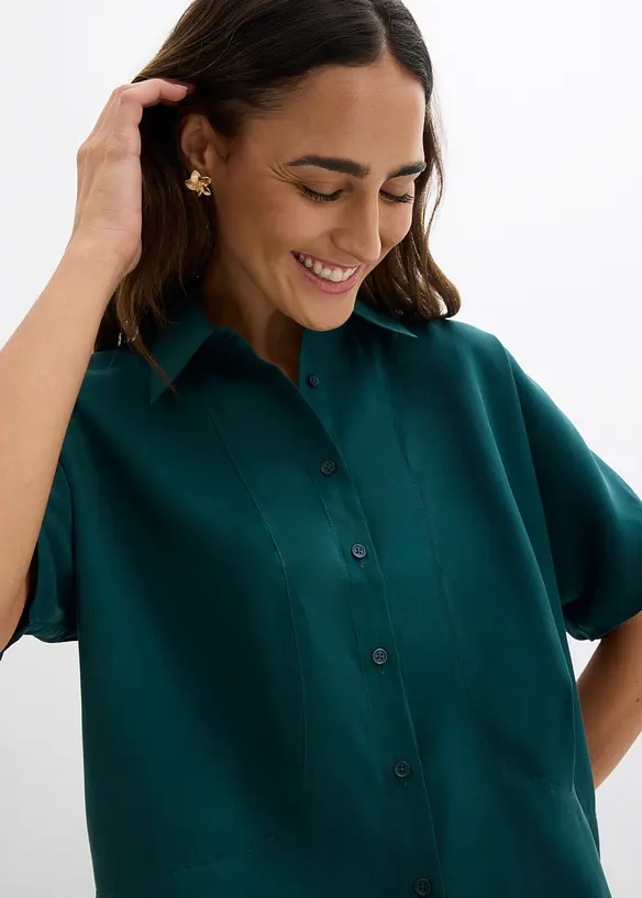 Blus i viskosmix med fladdermus&auml;rmar, bonprix