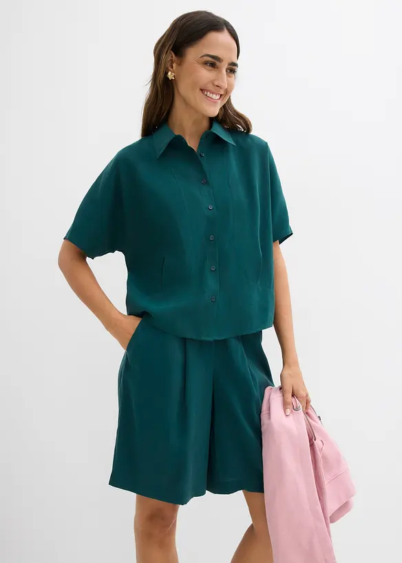 Blus i viskosmix med fladdermus&auml;rmar, bonprix