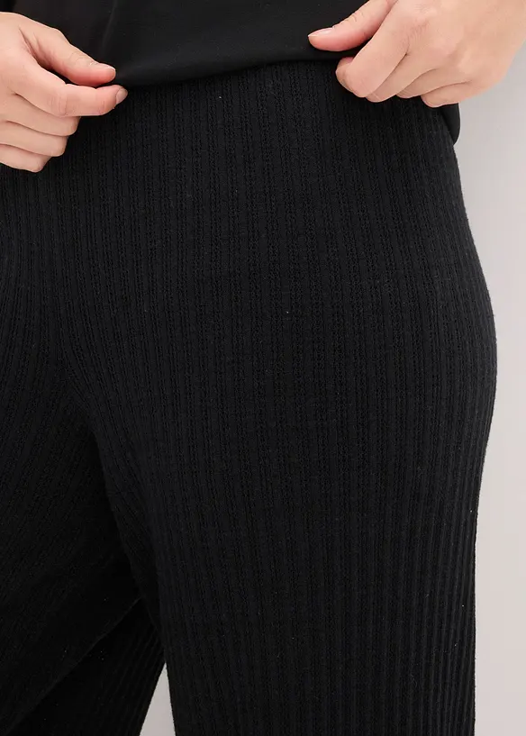 Stickad byxa med en andel linne, bonprix