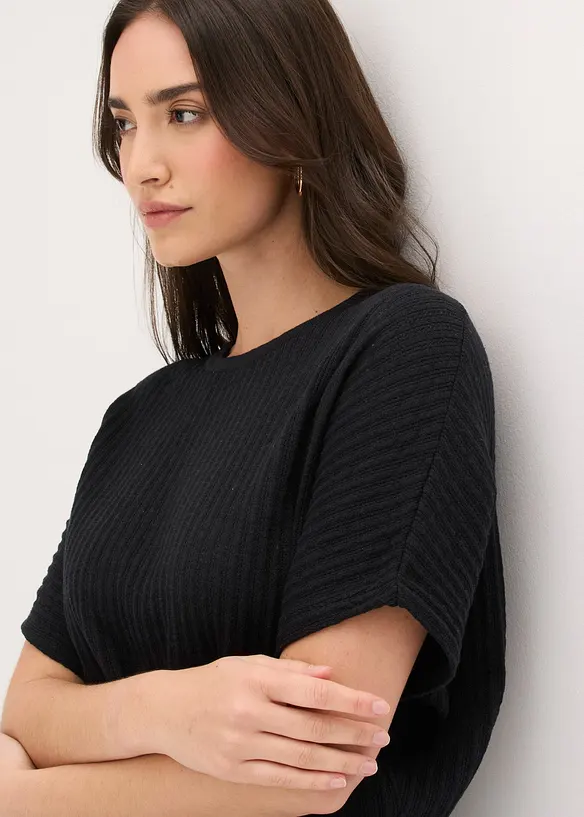 Stickad jumper i luftig linnemix, bonprix