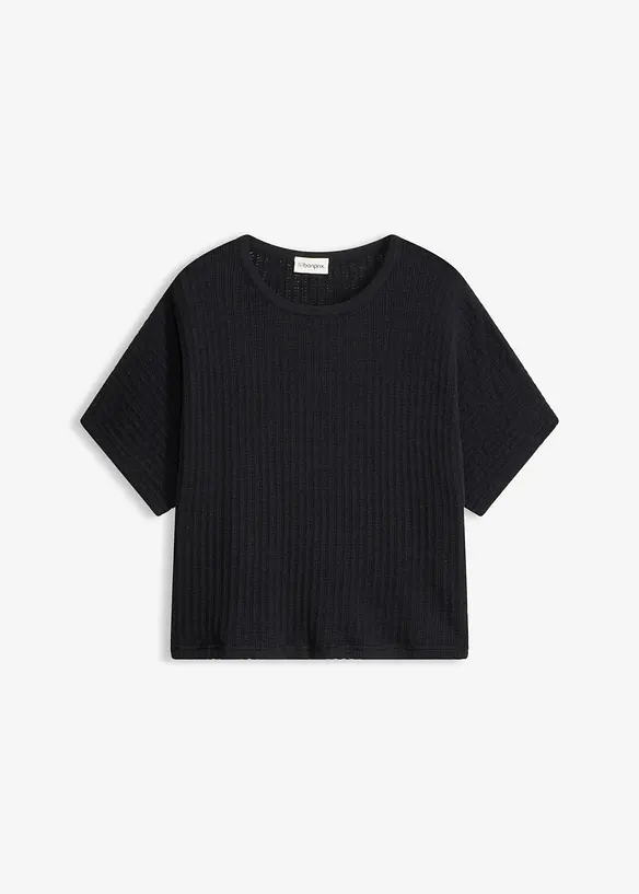 Stickad jumper i luftig linnemix, bonprix