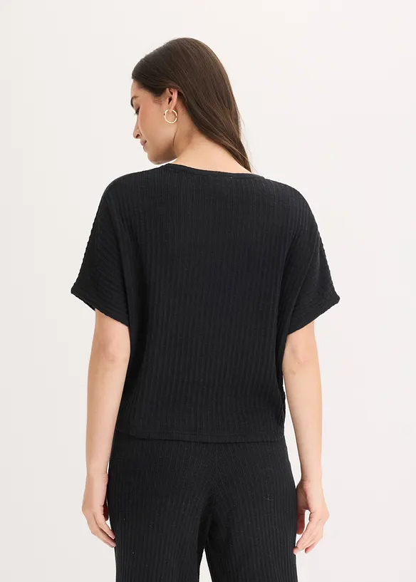 Stickad jumper i luftig linnemix, bonprix