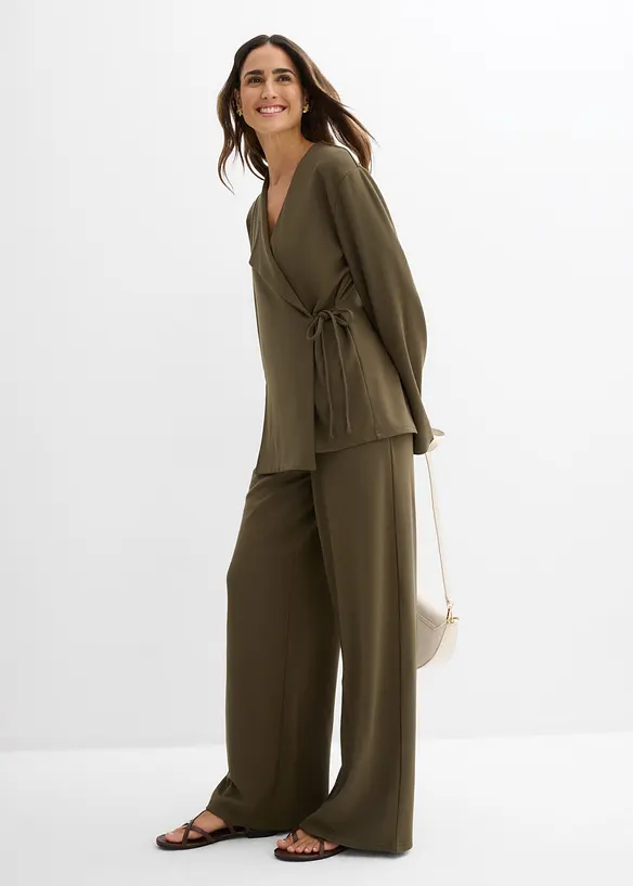 Blustopp med knytband i viskosmix, bonprix