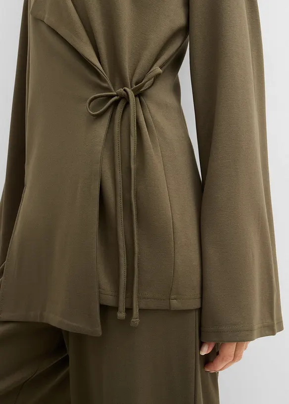 Blustopp med knytband i viskosmix, bonprix