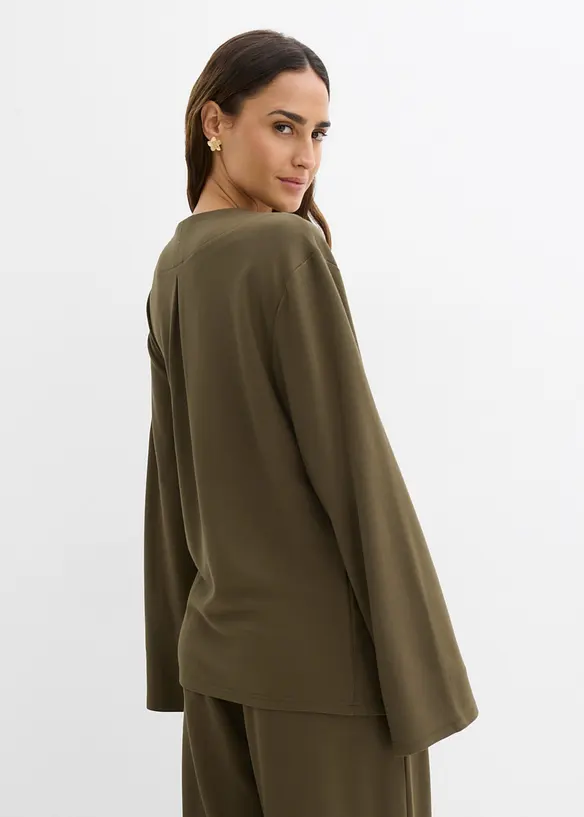 Blustopp med knytband i viskosmix, bonprix