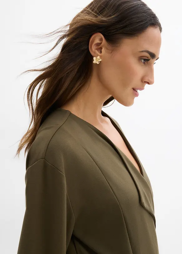 Blustopp med knytband i viskosmix, bonprix