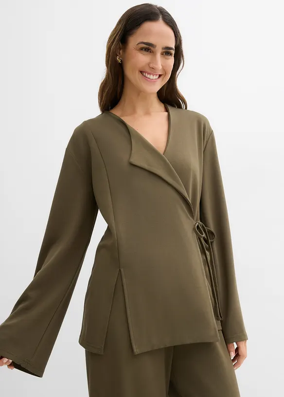 Blustopp med knytband i viskosmix, bonprix