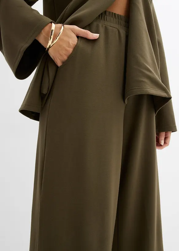 Dra p&aring;-byxa av viskosblandning, bonprix