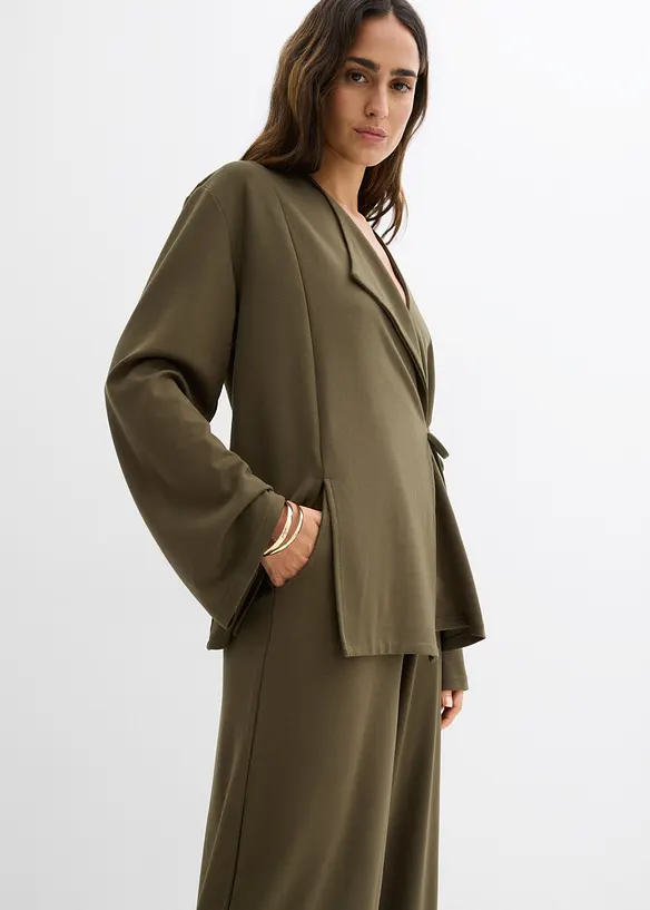 Dra p&aring;-byxa av viskosblandning, bonprix