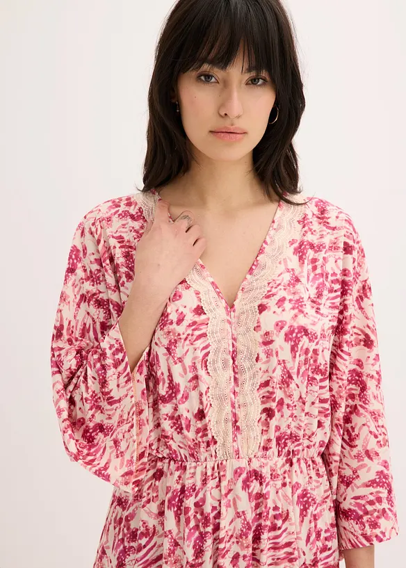 Jerseykl&auml;nning med spets, bonprix