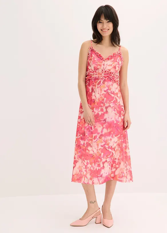 Kl&auml;nning i mjuk mesh med smala axelband, bonprix