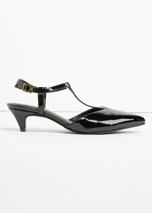 Pumps med remmar och lacklook, bonprix