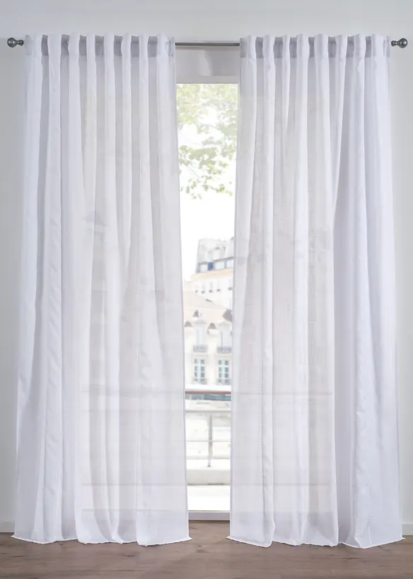 Gardin med broderade r&auml;nder (1-pack), bonprix