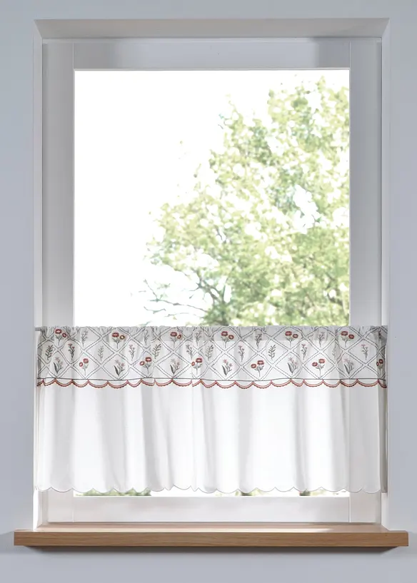 Caf&eacute;gardin i ekologisk bomull med broderi, bonprix