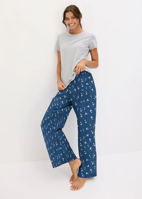 Pyjamas med figurn&auml;ra &ouml;verdel, kort&auml;rmad, bonprix