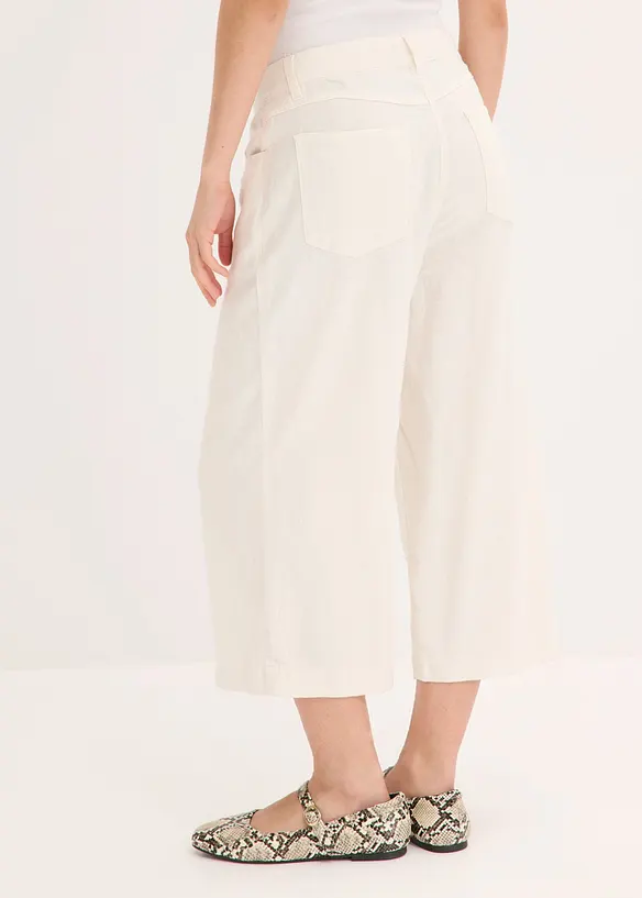 Culotter i luftig linnemix med str&aring;veck, bonprix