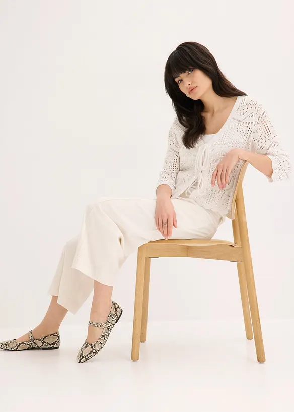 Culotter i luftig linnemix med str&aring;veck, bonprix