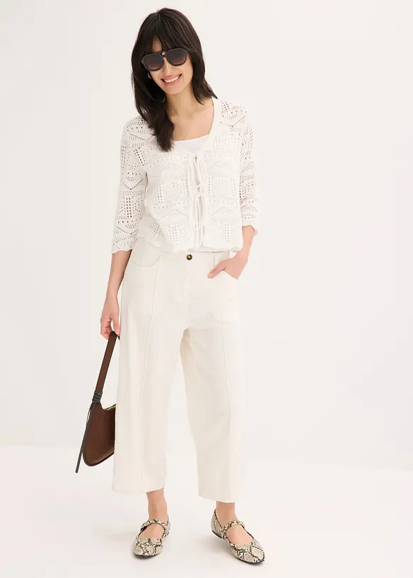 Culotter i luftig linnemix med str&aring;veck, bonprix