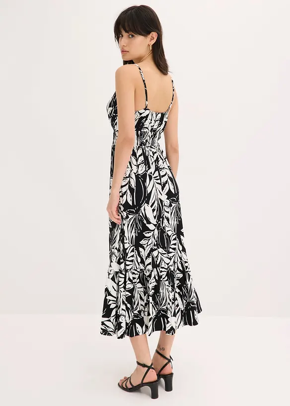 Kl&auml;nning med smala axelband i mjuk viskosmix, bonprix