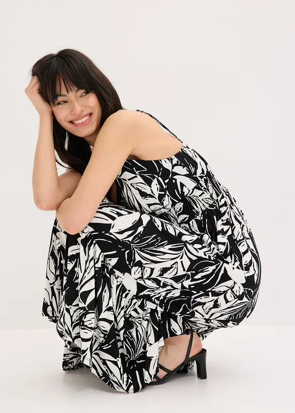 Kl&auml;nning med smala axelband i mjuk viskosmix, bonprix