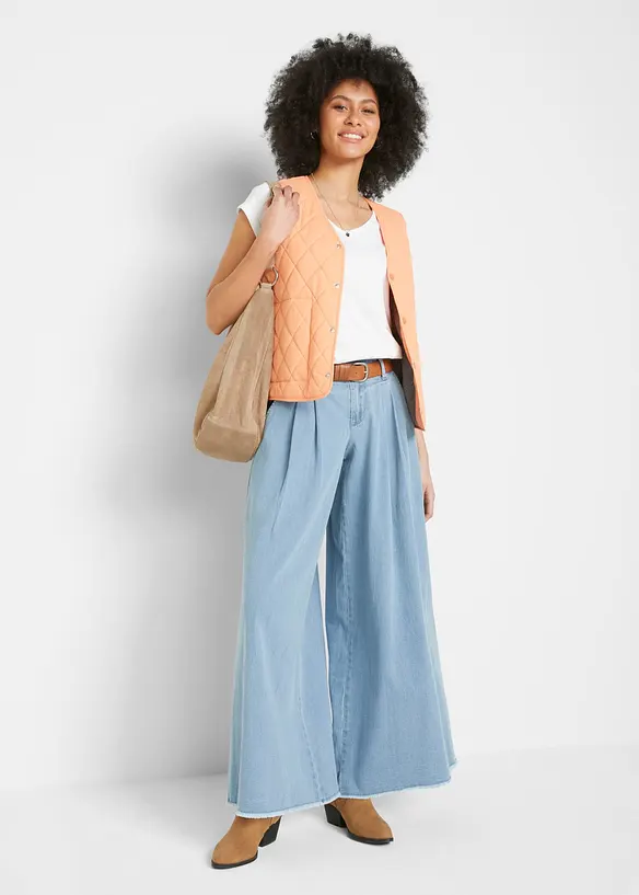 Vid byxkjol i denim, med res&aring;rmidja, bonprix