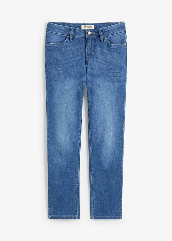 Bekv&auml;ma 7/8-stretchjeans med slits, bonprix