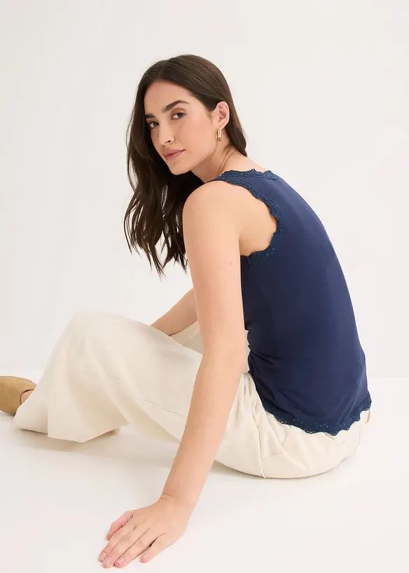 Linne med spets (2-pack), bonprix