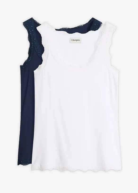 Linne med spets (2-pack), bonprix