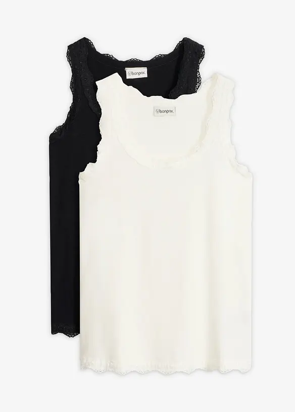 Linne med spets (2-pack), bonprix