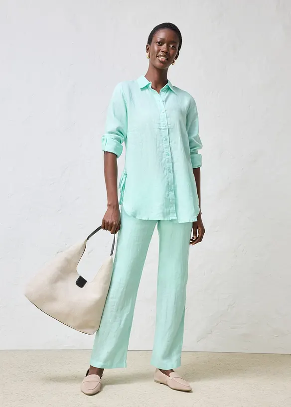 Skjortblus i linne, bonprix