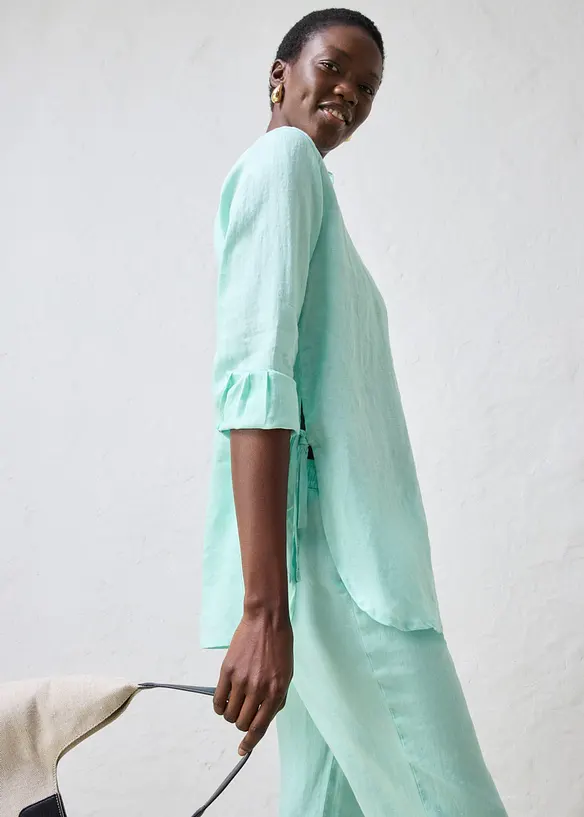 Skjortblus i linne, bonprix